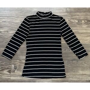 Women's 3/4 Sleeve Yellow Chair Monochrome Black Striped Long Sleeve Top S